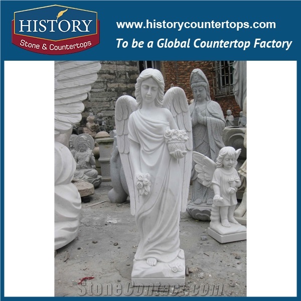 History Stone Chinese Hot-Selling New Design High Quality Wholesale Products, Natural Granite Yellow Color Garden Lady Statue with Basket Cheap Price for Decorations, Human Sculptures Handcrafts