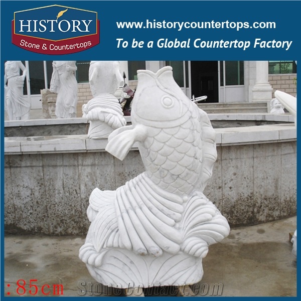 History Stone Chinese Hot-Selling New Design High Quality Wholesale Products, Pink Marble Hand-Carved Exquisite Fancy Carps Statue with Cheap Price, Animal Sculptures & Handcrafts