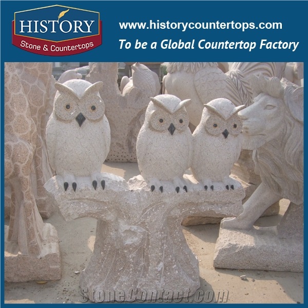 History Stone Chinese Hot-Selling New Design High Quality Wholesale Products, Yellow Granite Hand-Carved Exquisite a Pair Of Out Door Elephants with Cheap Price, Animal Sculptures & Handcrafts