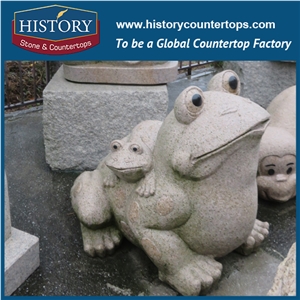 History Stone Chinese Hot-Selling New Design High Quality Wholesale Products, Yellow Granite Hand-Carved Exquisite Frog Carrying Her Child Statue with Cheap Price, Animal Sculptures & Handcrafts
