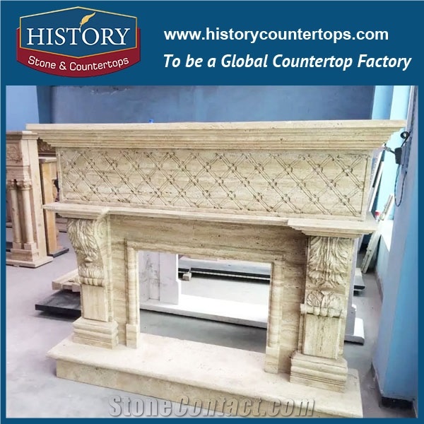History Stone Chinese Hot-Selling Wholesale Products in Stock, High Quality Sale Modern Style Luxury Design White Marble Western Chimney Cowl Carved Masonry Fireplace, Mantel & Handcrafts