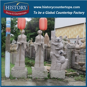History Stone Chinese Hot-Selling Wholesale Products, Natural Granite Yellow Hand-Carved Little Girl and Boy on the Wing Statue for Decorations with Cheap Price, Human Sculptures Handcrafts