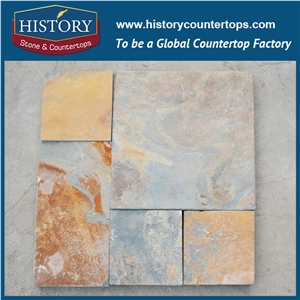 History Stone Chinese Regular Surface Rustic Color Pattern Paving Stone Slate Tiles Outdoor Flooring Interlocking Diy Slate Decking Tiles