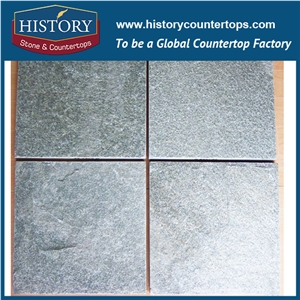 History Stone Chinese Slate Facades Two Calibrated Sides Square Green-Blue Color Slate Tiles Park Garden Road Paver, Hotel Lobby Floor Cladding