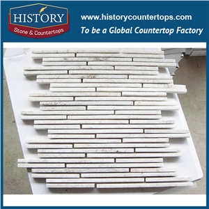 History Stone Chinese Supplier Mosaic Pattern White and Black Color Rectangle for Washroom Wall Cladding, Decorative Backside Covering