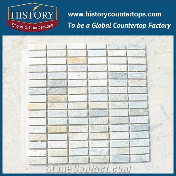 History Stone Chinese Supplier Mosaic Pattern White and Black Color Rectangle for Washroom Wall Cladding, Decorative Backside Covering