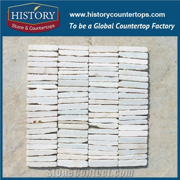 History Stone Chinese Supplier Mosaic Pattern White and Black Color Rectangle for Washroom Wall Cladding, Decorative Backside Covering