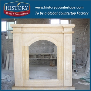 History Stone Competitive Price Wholesale Products, High Polished Beige Limestone Amazing Modern Style Arched Freestanding Fireplaces Surround , Mantel Surround & Handcrafts