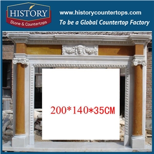 History Stone Competitive Price Wholesale Products, High Polished White Marble Amazing Popular Arts Craft Design Freestanding Fireplace with Man Bust, Mantel & Handcrafts