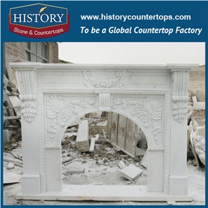 History Stone Competitive Price Wholesale Products, High Polished White Marble Amazing Popular French Arch Style Floral Fireplace Surround and Frame, Mantel Surround & Handcrafts