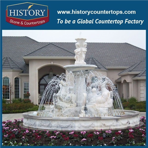 History Stone Competitive Price Wholesale Products, High Polished White Marble Exquisite Customized Large Fountain Pedestal for Garden, Square Decoration , Water Fountain & Handcrafts