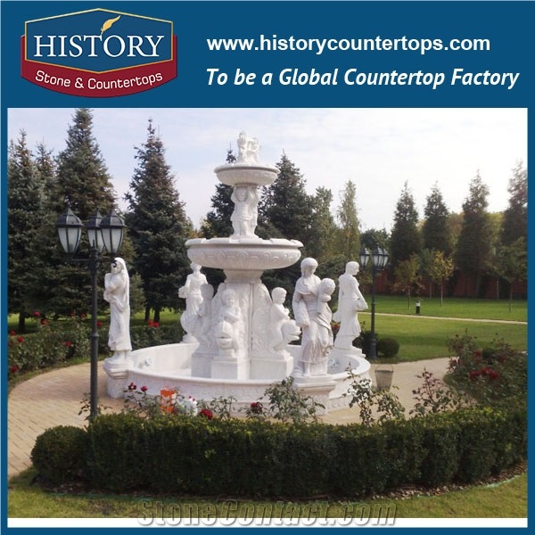 History Stone Competitive Price Wholesale Products, High Polished White Marble Exquisite Customized Large Fountain Pedestal for Garden, Square Decoration , Water Fountain & Handcrafts