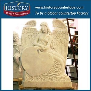 History Stone Competitive Price Wholesale Products, High Polished White Marble Exquisite Hand Carved Customized Long Hair Angel with Heart Statue for Decoration, Human Sculptures Handcrafts