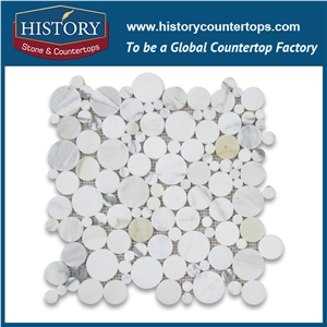 History Stone Contemperaroy Fujian Manufacturer Warehouse, Popular Pattern Polished Calacatta Gold Bubble Round Paramount Mosaic Tiles for Kitchen Backsplash, Bathroom Wall, Swimming Pool