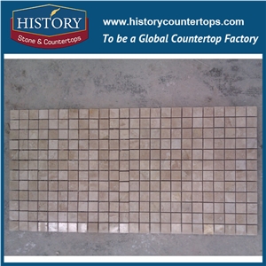 History Stone Deft Manufacturer Finely Processed Cream Marfil Sp Marble Square Shaped Mosaic Tile with Low Price for Balcony, Corridor, Fireplace Decoration, Decorative Mosaic Tile