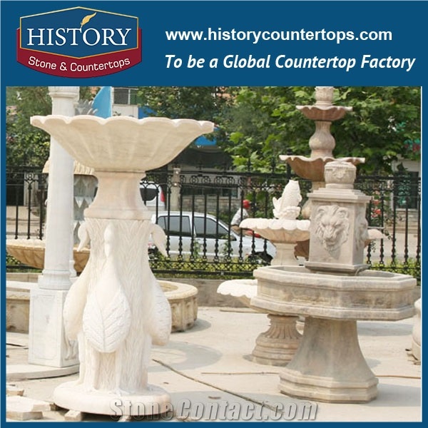 History Stone Economic Fountain by Qualified Producer in Quanzhou, Natural White Marble Modern Design Water Garden Fountain for Square, Park, Market, Stone Garden Fountain