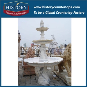 History Stone Economic Fountain by Qualified Producer in Quanzhou, Natural White Marble Modern Design Water Garden Fountain for Square, Park, Market, Stone Garden Fountain