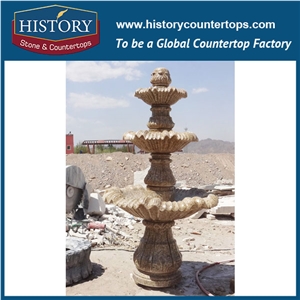 History Stone Excellent Fountain by Shandong Factory, Natural Yellow Granite Handwork Customized Layers Fountain for Garden, Park, Square, Villa Fountain, Decorative Stone Fountai