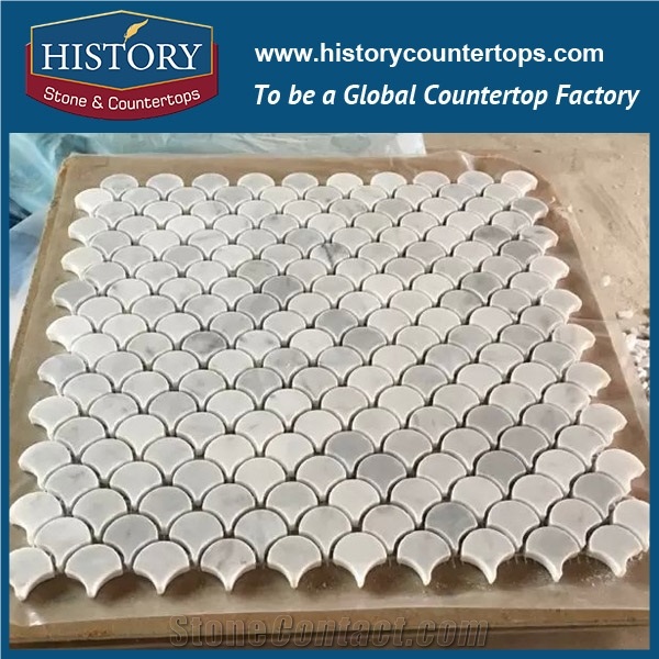 History Stone Famous Brand Fujian Factory, Bianco Carrara Chevron Pattern Mosaic Tiles for Kitchen, Bathroom, Aquarium, Lobby Decoration, Decorative Floor & Wall White Marble Mosaic