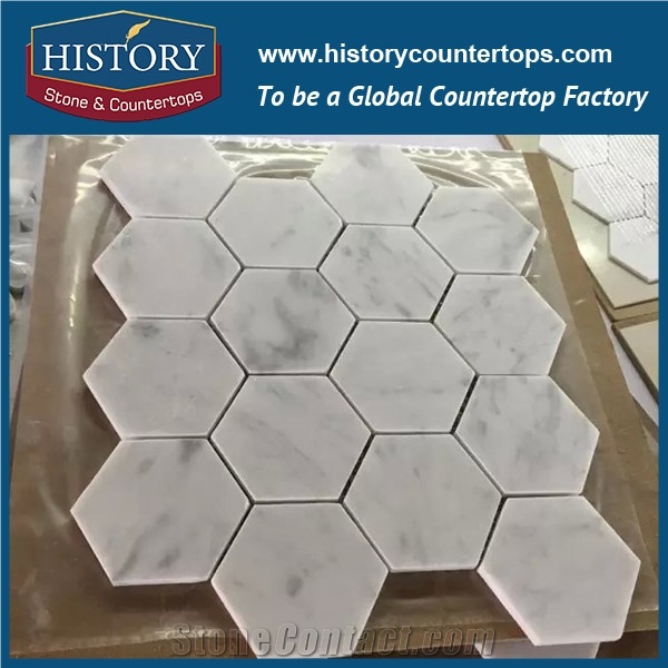 History Stone Famous Brand Fujian Factory, Bianco Carrara Chevron Pattern Mosaic Tiles for Kitchen, Bathroom, Aquarium, Lobby Decoration, Decorative Floor & Wall White Marble Mosaic