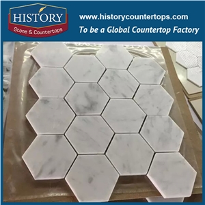 History Stone Famous Brand Fujian Factory, Bianco Carrara Chevron Pattern Mosaic Tiles for Kitchen, Bathroom, Aquarium, Lobby Decoration, Decorative Floor & Wall White Marble Mosaic