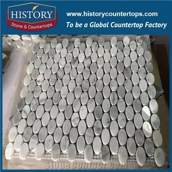 History Stone Famous Brand Fujian Factory, Bianco Carrara Chevron Pattern Mosaic Tiles for Kitchen, Bathroom, Aquarium, Lobby Decoration, Decorative Floor & Wall White Marble Mosaic