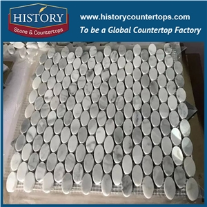 History Stone Famous Brand Fujian Factory, Bianco Carrara Chevron Pattern Mosaic Tiles for Kitchen, Bathroom, Aquarium, Lobby Decoration, Decorative Floor & Wall White Marble Mosaic