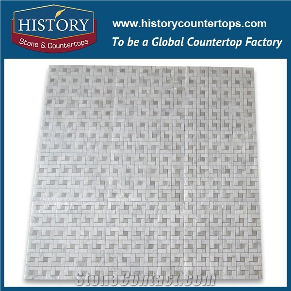 History Stone Famous Fujian Factory Best Style Popular Hot Selling, Natural Honed Carrara White Marble Pinwheel Pattern with Grey Dots Mosaic Tiles for Kitchen Backsplash and Tv Background Wall