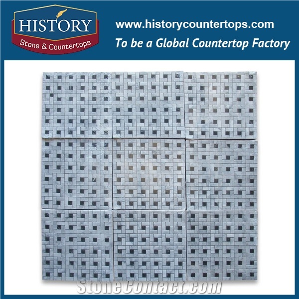 History Stone Famous Fujian Factory Best Style Popular Hot Selling, Natural Honed Carrara White Marble Pinwheel Pattern with Grey Dots Mosaic Tiles for Kitchen Backsplash and Tv Background Wall
