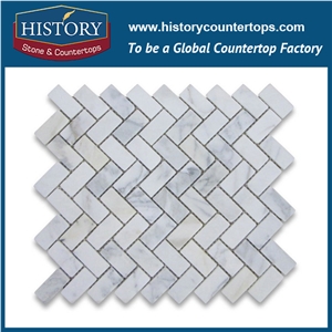 History Stone Famous Fujian Manufacturer Hot Seller, Popular Natural Tumbled Calacatta Gold Marble 1×3 Herringbone Mosaic Flooring Tile, Decorative Flooring & Wall Marble Stone Mosaic