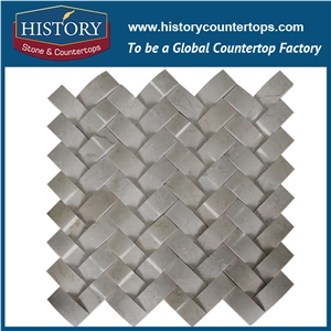 History Stone Famous Fujian Manufacturer Premium Design, Natural Polished Bianco Carrara White Marble 3 D Cambered 2×2 Mosaic Tiles for Living Room, Ktv, Bedroom and Hotel, Flooring & Wall Mosaic