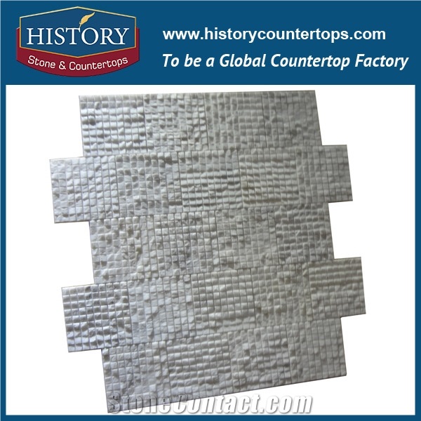 History Stone Famous Fujian Manufacturer Premium Design, Natural Polished Bianco Carrara White Marble 3 D Cambered 2×2 Mosaic Tiles for Living Room, Ktv, Bedroom and Hotel, Flooring & Wall Mosaic