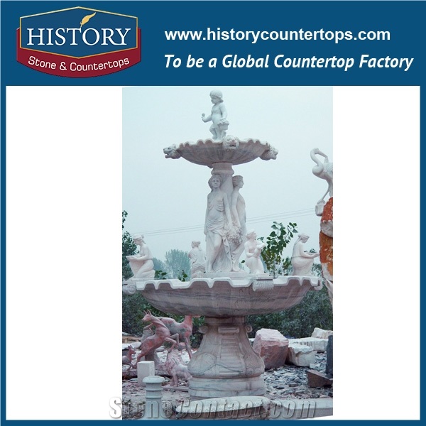 History Stone Fine Quality China Product with Cheap Price, Natural High Polished White Marble Three Tiers Carved Floral Garden Water Fountain, Marble Water Fountain