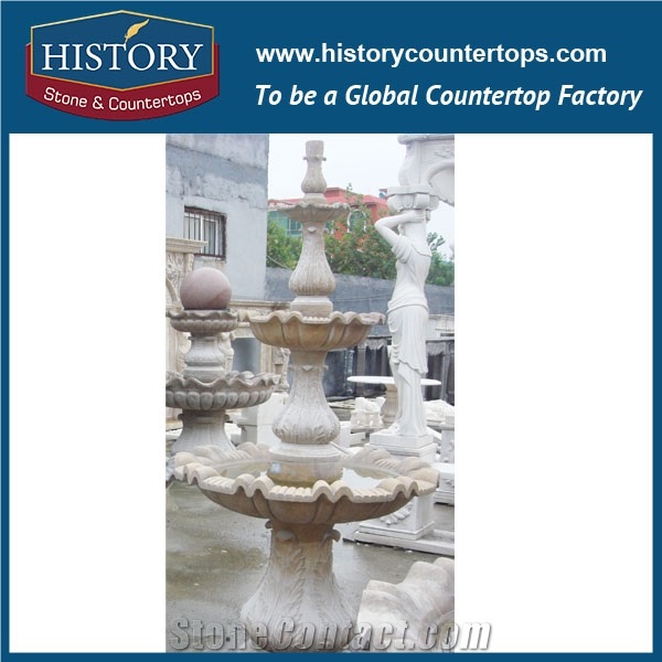 History Stone Fine Workmanship Cheap Fountain by Famous Producer in Guangdong, Natural Yellow Granite Three Layers Red Pedestal Fountain for Square, Park, Market, Stone Garden Fountain