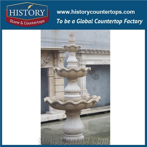 History Stone Fine Workmanship Cheap Fountain by Famous Producer in Guangdong, Natural Yellow Granite Three Layers Red Pedestal Fountain for Square, Park, Market, Stone Garden Fountain