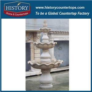 History Stone Fine Workmanship Cheap Fountain by Famous Producer in Guangdong, Natural Yellow Granite Three Layers Red Pedestal Fountain for Square, Park, Market, Stone Garden Fountain