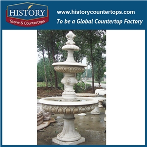 History Stone Fine Workmanship Cheap Fountain by Famous Producer in Guangdong, Natural Yellow Granite Three Layers Red Pedestal Fountain for Square, Park, Market, Stone Garden Fountain