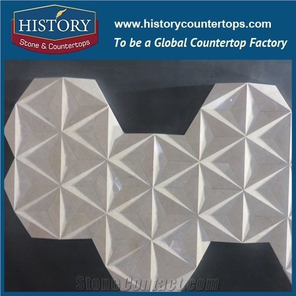 History Stone First Class Quanzhou Factory with Competitive Price, Beige Marble 3 D and Hexagon Mosaic Pattern for Inlay Flooring, Interior Decoration, Mural, Floor and Wall Mosaic Tiles