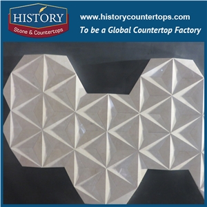 History Stone First Class Quanzhou Factory with Competitive Price, Beige Marble 3 D and Hexagon Mosaic Pattern for Inlay Flooring, Interior Decoration, Mural, Floor and Wall Mosaic Tiles