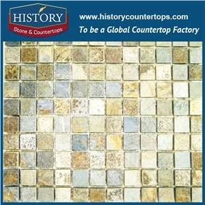 History Stone Foshan Manufacturer Baroque Style Woven Pattern Slate Stone Mosaic for Floor Paving, Decorative Wall Cladding