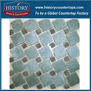 History Stone Foshan Manufacturer Baroque Style Woven Pattern Slate Stone Mosaic for Floor Paving, Decorative Wall Cladding