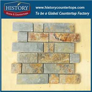 History Stone Foshan Manufacturer Baroque Style Woven Pattern Slate Stone Mosaic for Floor Paving, Decorative Wall Cladding