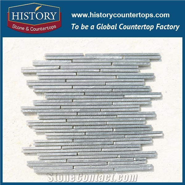 History Stone Foshan Mosaic Factory Dark Grey Color Linear Strip Pattern Wall and Floor Covering Nature Slate Mosaic