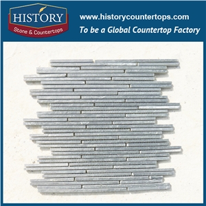 History Stone Foshan Mosaic Factory Dark Grey Color Linear Strip Pattern Wall and Floor Covering Nature Slate Mosaic