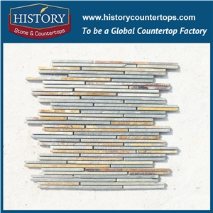 History Stone Foshan Mosaic Factory Dark Grey Color Linear Strip Pattern Wall and Floor Covering Nature Slate Mosaic