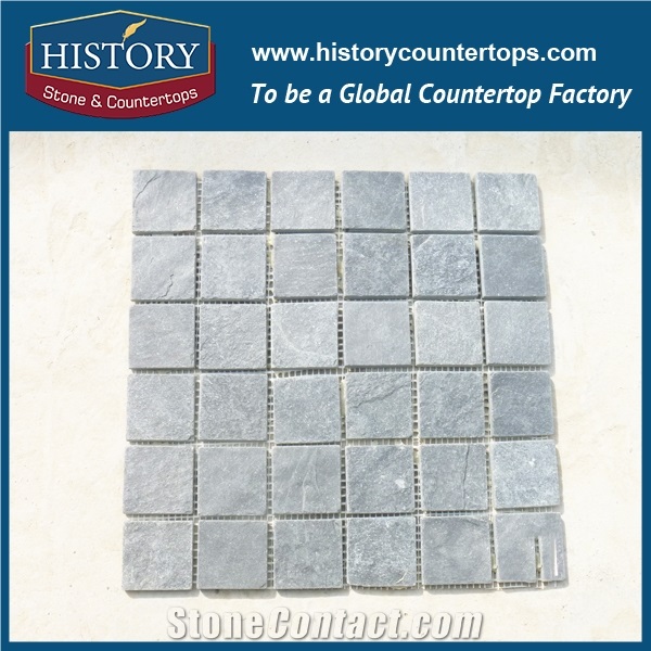 History Stone Foshan Mosaic Factory Dark Grey Color Linear Strip Pattern Wall and Floor Covering Nature Slate Mosaic
