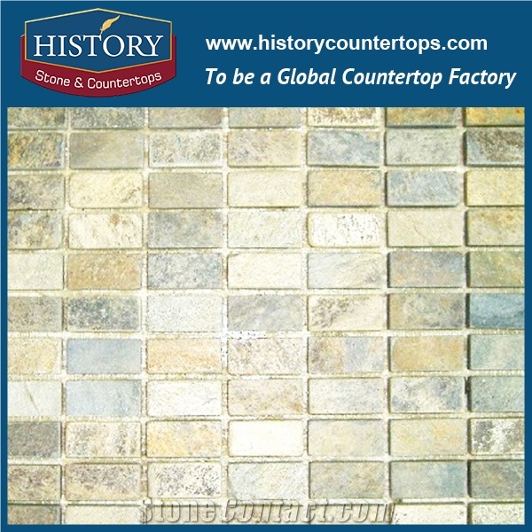 History Stone Foshan Mosaic Factory Dark Grey Color Linear Strip Pattern Wall and Floor Covering Nature Slate Mosaic