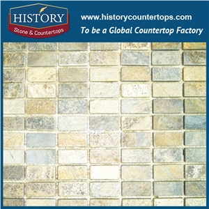 History Stone Foshan Mosaic Factory Dark Grey Color Linear Strip Pattern Wall and Floor Covering Nature Slate Mosaic