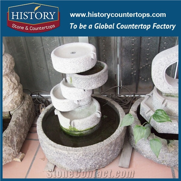 History Stone Fountain from Quanzhou Factory, Low Price Yellow Granite Carved Man Statue and Red Granite Base Exterior Fountain for Garden, Square, Villa, Granite Water Fountain