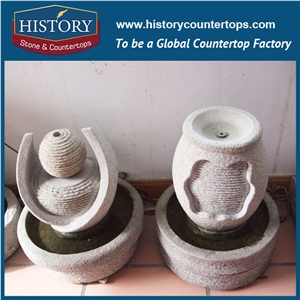 History Stone Fountain from Quanzhou Factory, Low Price Yellow Granite Carved Man Statue and Red Granite Base Exterior Fountain for Garden, Square, Villa, Granite Water Fountain